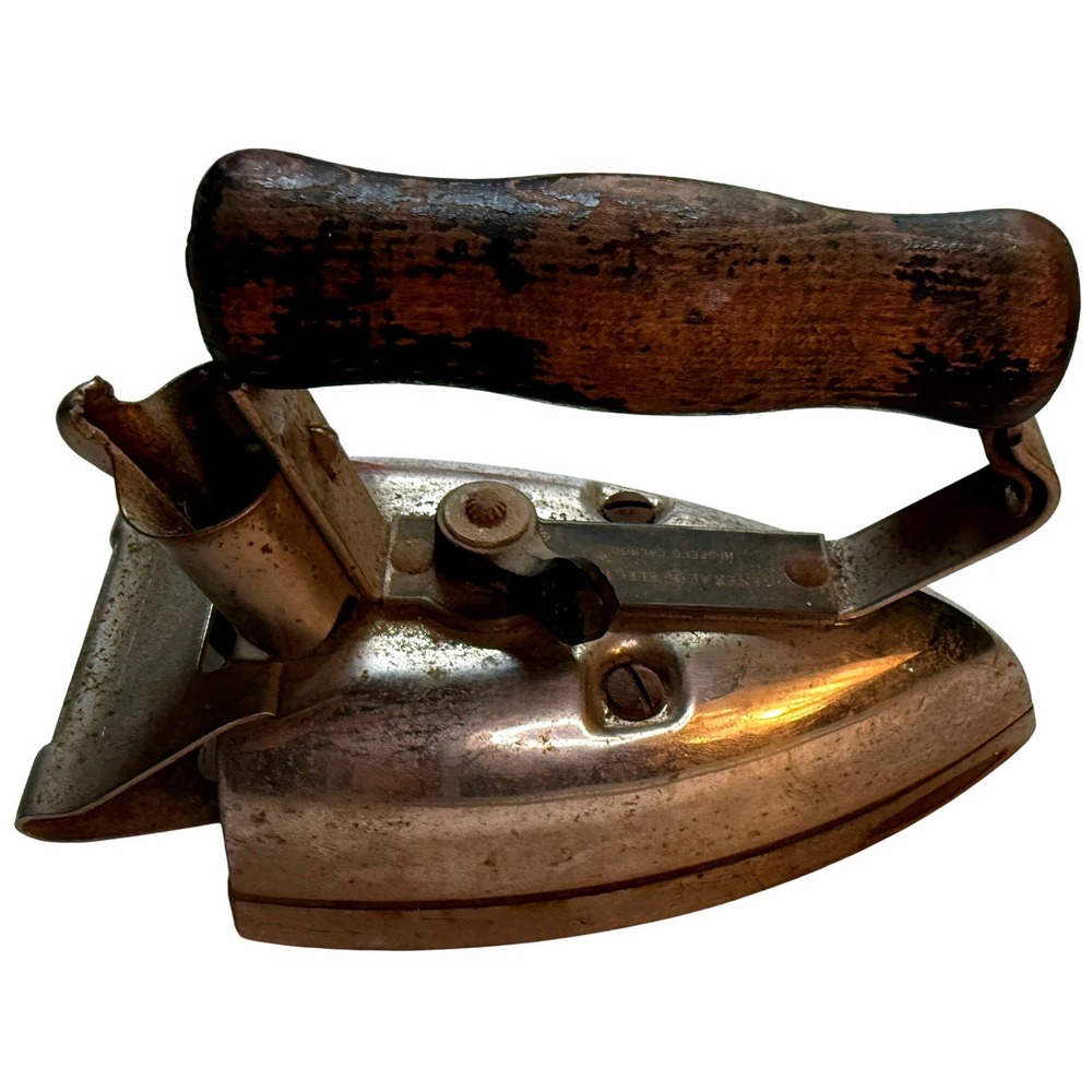 Vintage 1930s General Electric‎ Calrod Iron Industrial Wood Handle USA Primitive